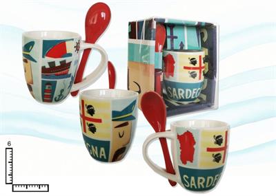 TAZZINA CERAMICA C/CUCCHIAINO ROSSO SARDEGNA