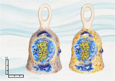 CAMPANELLA CERAMICA GIALLA/GRIGIA CM12 SARDEGNA