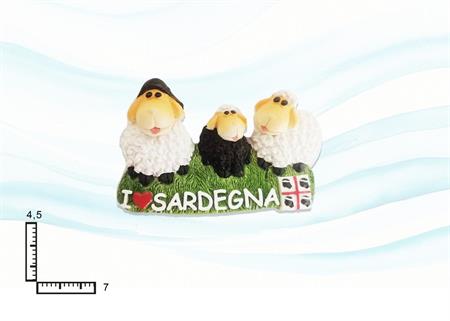 MAGNETE RESINA FUST. PECORE FAMILY I LOVE SARDEGNA