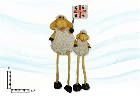 MAGNETE RESINA C/CORD. 2 PECORE BIANCHE SARDEGNA
