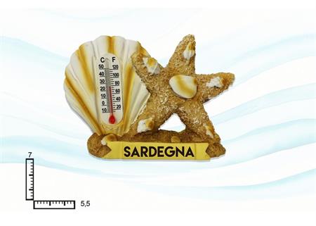 MAGNETE RESINA C/TERMOMETRO STELLA/CONCH. SARDEGNA SABBIATO