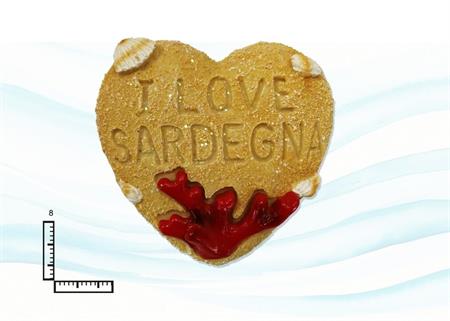 CUORE RESINA CM8 CORALLO I LOVE SARDEGNA SABBIATO