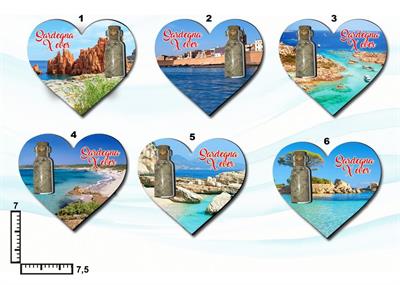 MAGNETE CUORE RESINATO C/BOTTIGLIA SARDEGNA S/6