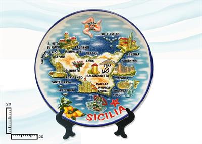 PIATTO CERAMICA RILIEVO CM20 SICILIA