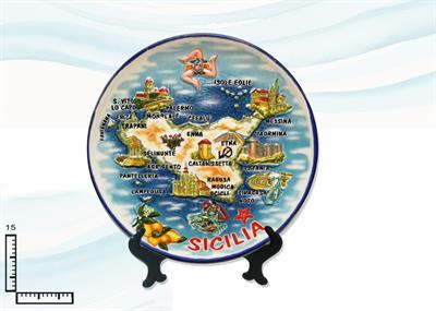 PIATTO CERAMICA RILIEVO CM15 SICILIA
