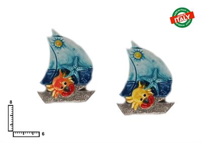 MAGNETE PESCE VELA S/6 COLORATO CERAMICA