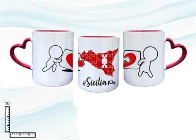 MUG SUBLIMAZIONE BIANCO/ROSSO MAN.CUORE SICILIA