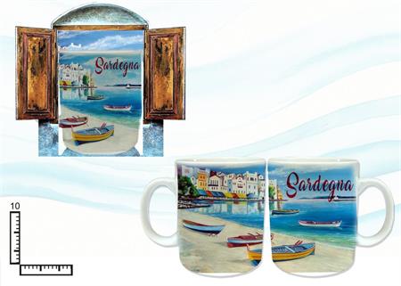 MUG SUBLIMAZIONE BIANCO CM9X8.5 C/BLISTER FINESTRA SARDEGNA