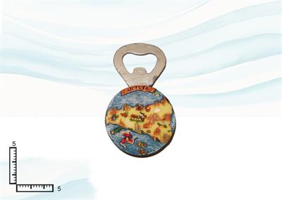 MAGNETE RESINA APRIBOTTIGLIE TONDO CARTINA SICILIA