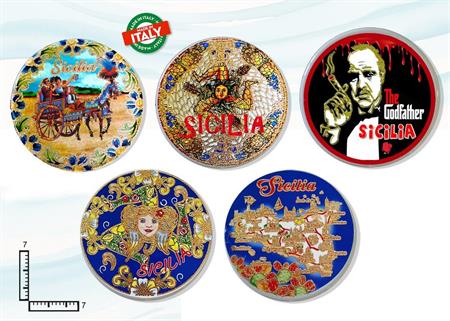MAGNETE PIATTINO CERAMICA CM7 C/ORO SICILIA