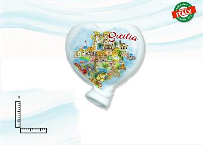 MAGNETE PALLONCINO CUORE CERAMICA SICILIA