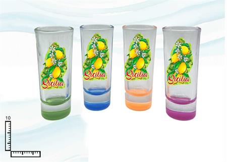 BICCHIERE VETRO TRASP. COLORATO S/4 SICILIA