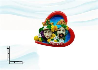 MAGNETE RESINA CUORE SICILIA
