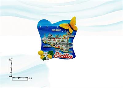 MAGNETE RESINA FUSTELLATO FARFALLA SICILIA