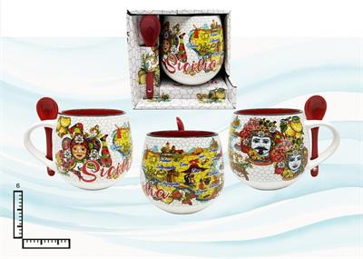 TAZZINA CERAMICA BOMBATA C/CUCCHIAINO PERSONALIZZABILE