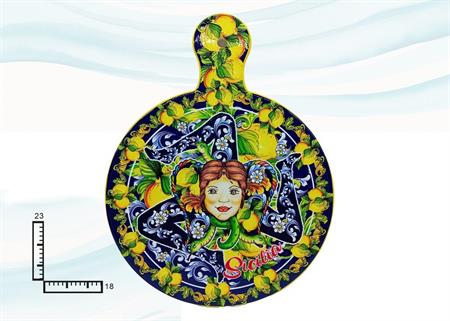 SOTTOPENTOLA CERAMICA RIL. C/MANICO SICILIA TRINACRIA