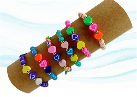 BRACCIALE COLORATO CUORICINI TUBO 60PZ