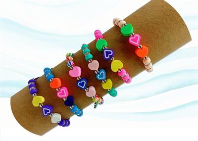 BRACCIALE COLORATO CUORICINI TUBO 60PZ