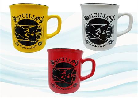 TAZZA CERAMICA INCISA C/SCATOLINA S/3 SICILIA