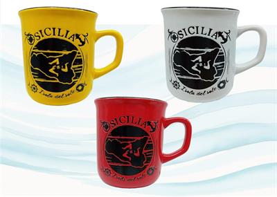 TAZZA CERAMICA INCISA C/SCATOLINA S/3 SICILIA