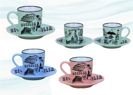 TAZZINA CERAMICA C/PIATTO C/SCATOLINA S/3 SICILIA