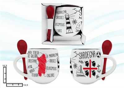 MUG BOMBATO C/CUCCHIAINO H11CM S/2 SARDEGNA