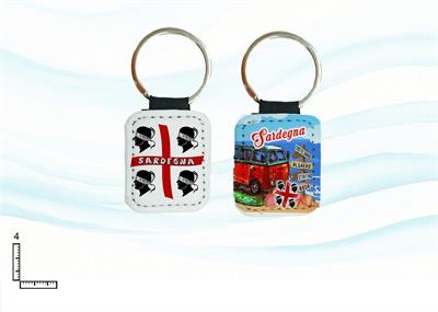 PORTACHIAVI METALLO/PU QUADRATO PERSONALIZZABILE