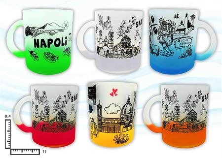 MUG VETRO SAT.COLORATO SUBL.S/6 PERSONALIZZABILE