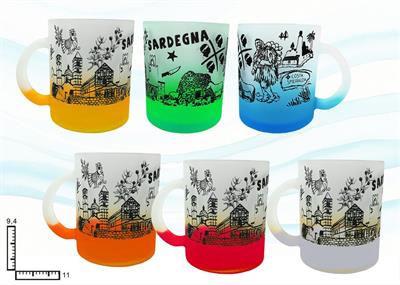 MUG VETRO SAT.COLORATO SUBL.S/6 SARDEGNA