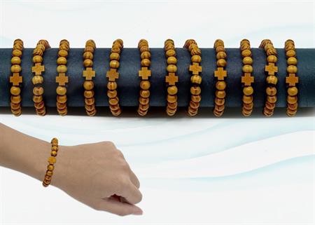 BRACCIALE LEGNO TUBO 60PZ C/CROCE