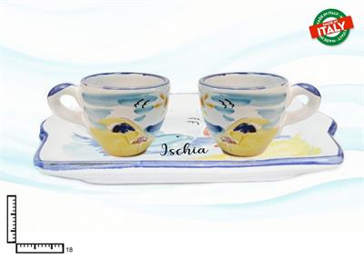 SET CAFFE' CERAMICA X2 RETT. L.INCISA ISCHIA