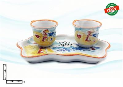 SET CAFFE' CERAMICA X2 OND. L.INCISA ISCHIA