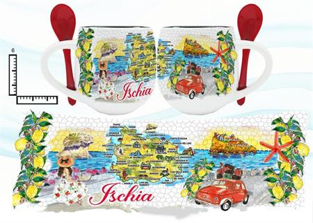 TAZZINA CERAMICA BOMBATA C/CUCCHIAINO ISCHIA