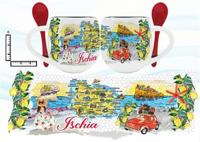 TAZZINA CERAMICA BOMBATA C/CUCCHIAINO ISCHIA