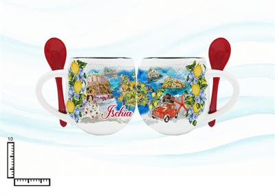 TAZZONE CERAMICA BOMBATO C/CUCCHIAINO ISCHIA