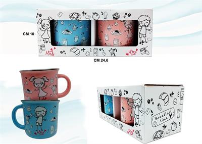 COPPIA TAZZA GRANDE CERAMICA VINTAGE C/SCAT.LUI&LEI