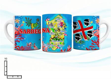 MUG CERAMICA BIANCO SUBLIMAZIONE CM10 SARDEGNA CARTINA