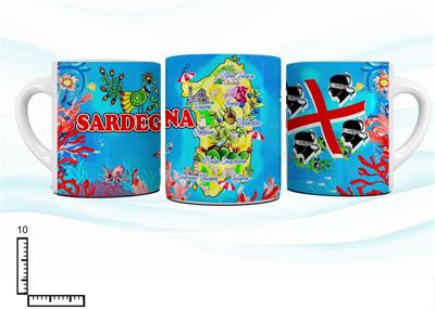 MUG CERAMICA BIANCO SUBLIMAZIONE CM10 SARDEGNA CARTINA