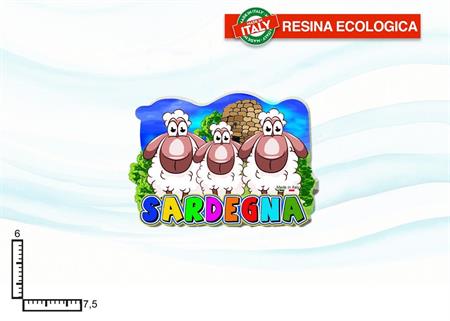 MAGNETE RESINA FUSTELLATO BASSORILIEVO PECORE SARDEGNA