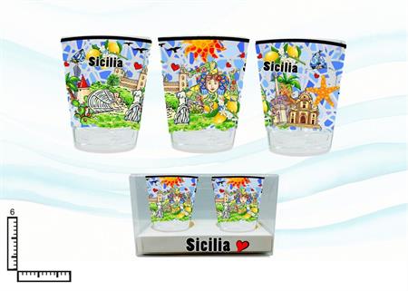 COPPIA BICCHIERINI VETRO TRASP.C/FIL.SICILIA MOS.