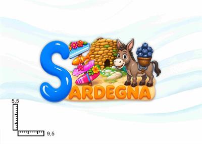 MAGNETE RESINA FUSTELLATO SCRITTA SARDEGNA