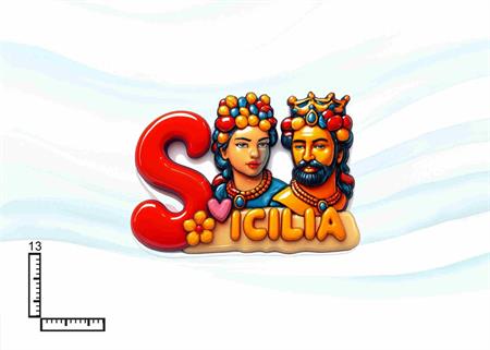 MAGNETE RESINA FUSTELLATO SCRITTA SICILIA