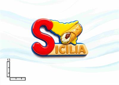 MAGNETE RESINA FUSTELLATO SCRITTA SICILIA