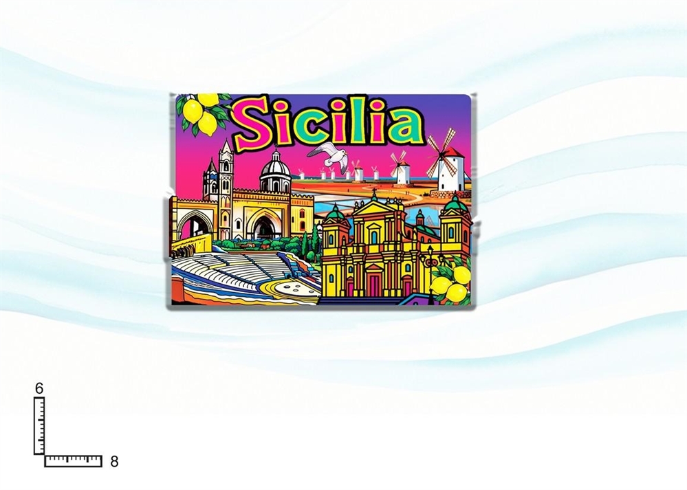 MAGNETE PLASTICA RETT. CM6X8 RILIEVO SICILIA
