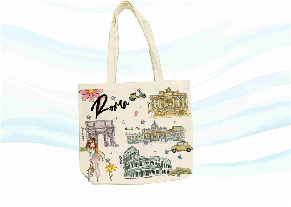 SHOPPER COTONE NATURALE C/STRASS PERSONALIZZABILE