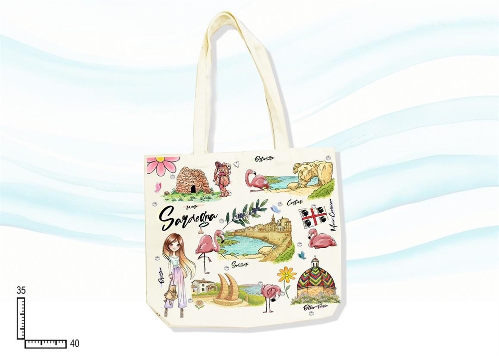 SHOPPER COTONE NATURALE C/STRASS SARDEGNA