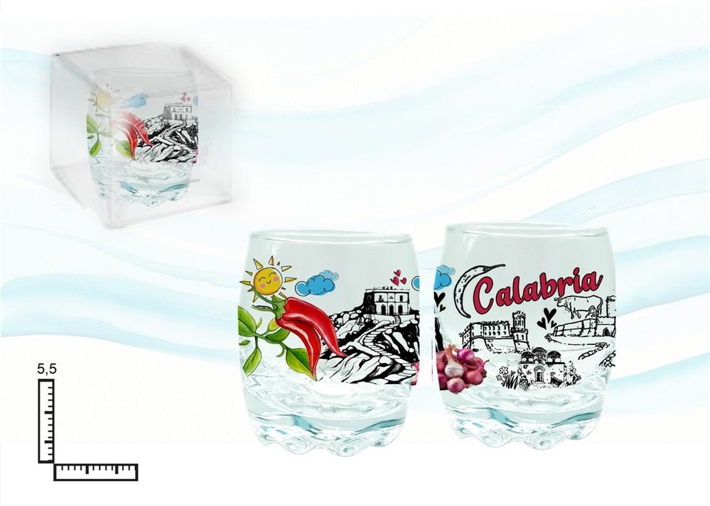 BICCHIERE VETRO FIORE TRASP.CM6 76ML C/SC.CALABRIA
