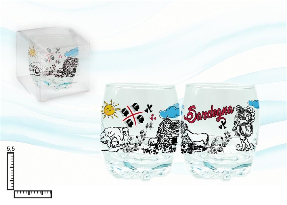 BICCHIERE VETRO FIORE TRASP.CM6 76ML C/SC.SARDEGNA