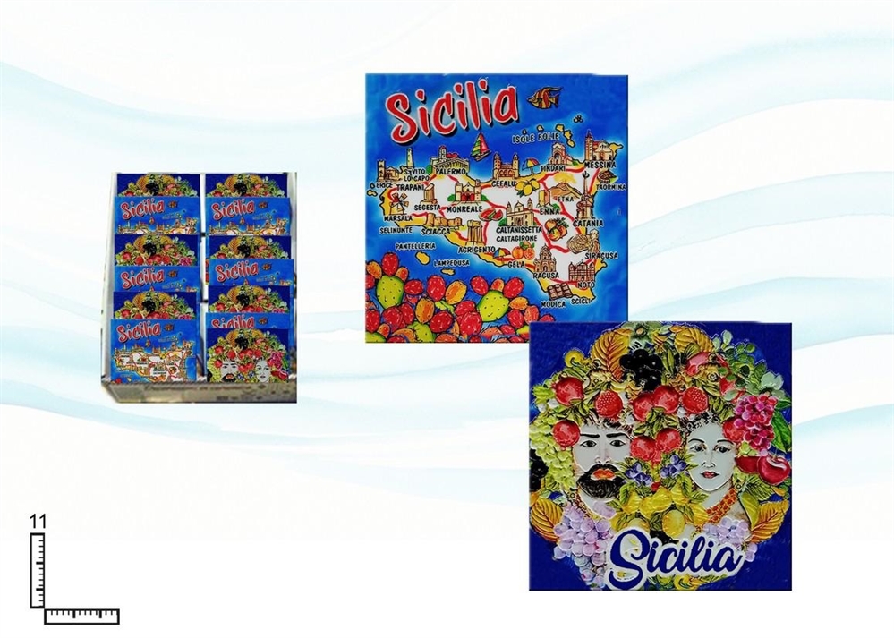 SOTTOBICCHIERI QUADRATO CERAMICA SICILIA