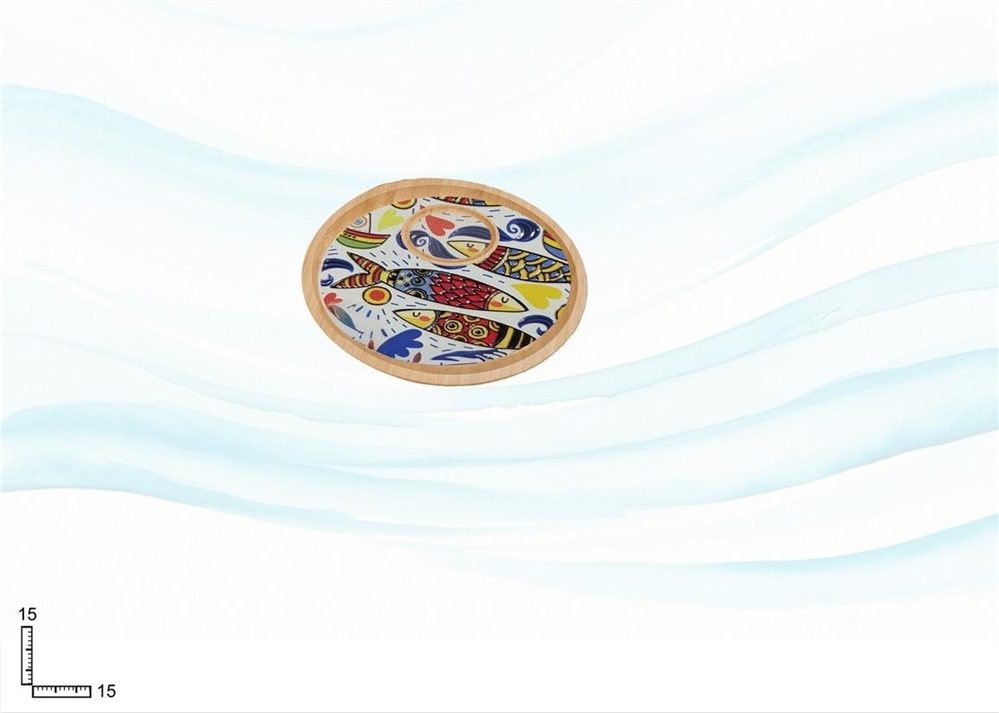VASSOIO ROTONDO C/TAZZINA BAMBOO PERSONALIZZABILE
